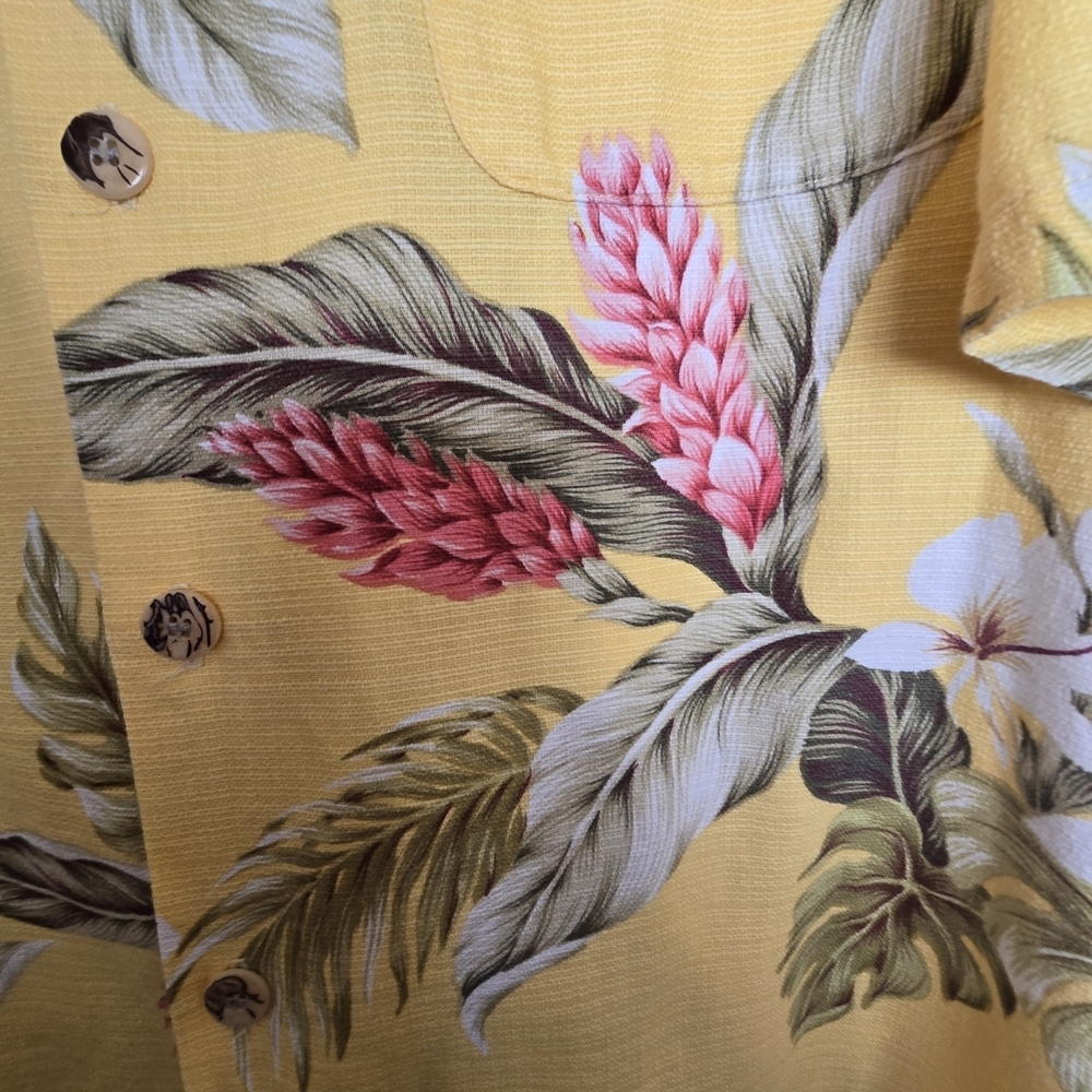 Paradise On A Hangar Yellow Tropical Floral Hawaiian Shirt - Picture 3 of 5